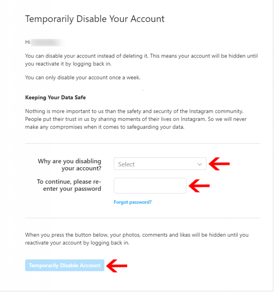 Disable your account 3