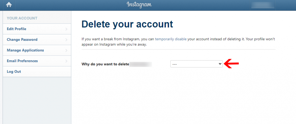 How to delete instagram account 1