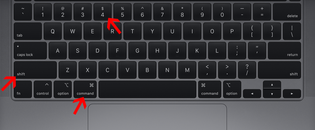 Shift + command + 4