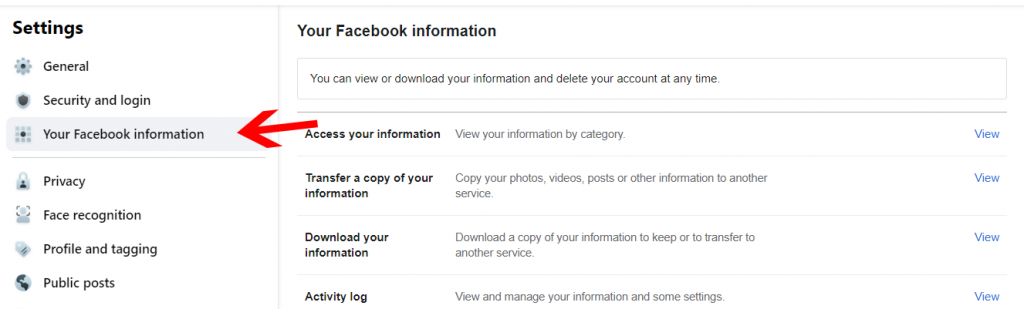 Steps to deactivate facebook account 3