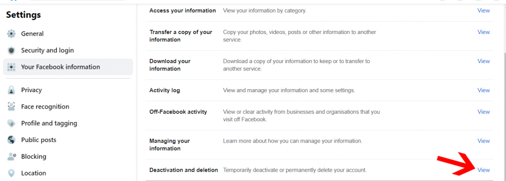 Steps to deactivate facebook account 4