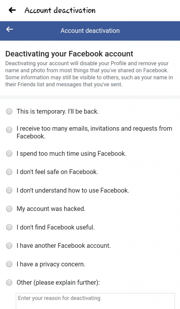facebook account deactivation steps 6
