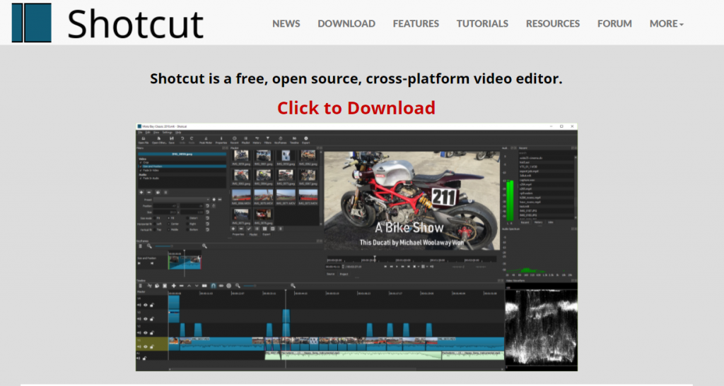 Shortcut free video editing software