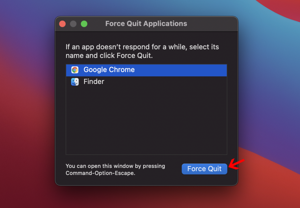 Force quit on mac