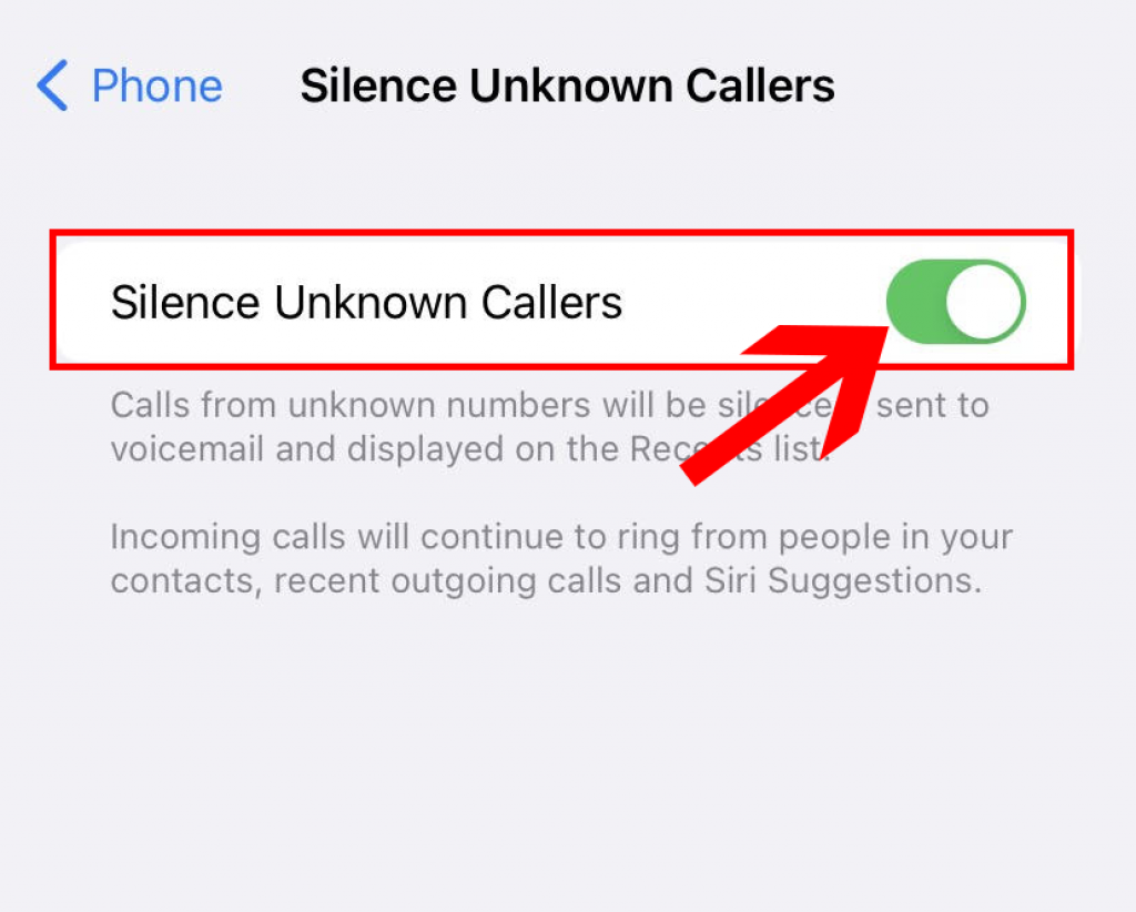Silence unknown callers on iPhone