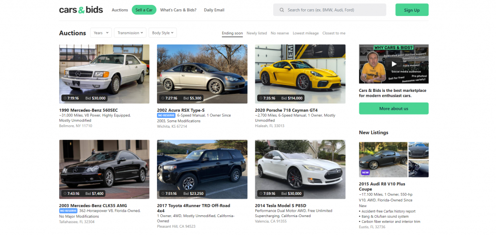 CarsAndBids - used car auction site