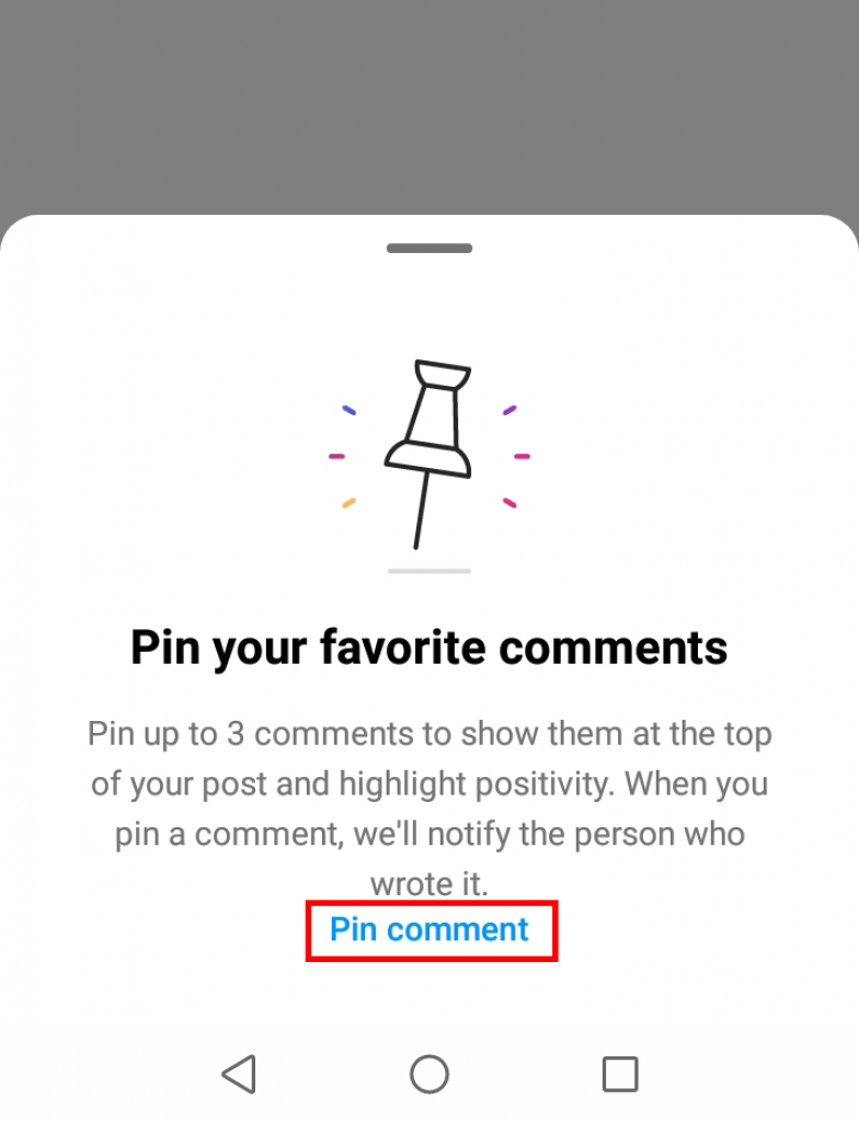 Instagram pinned comment