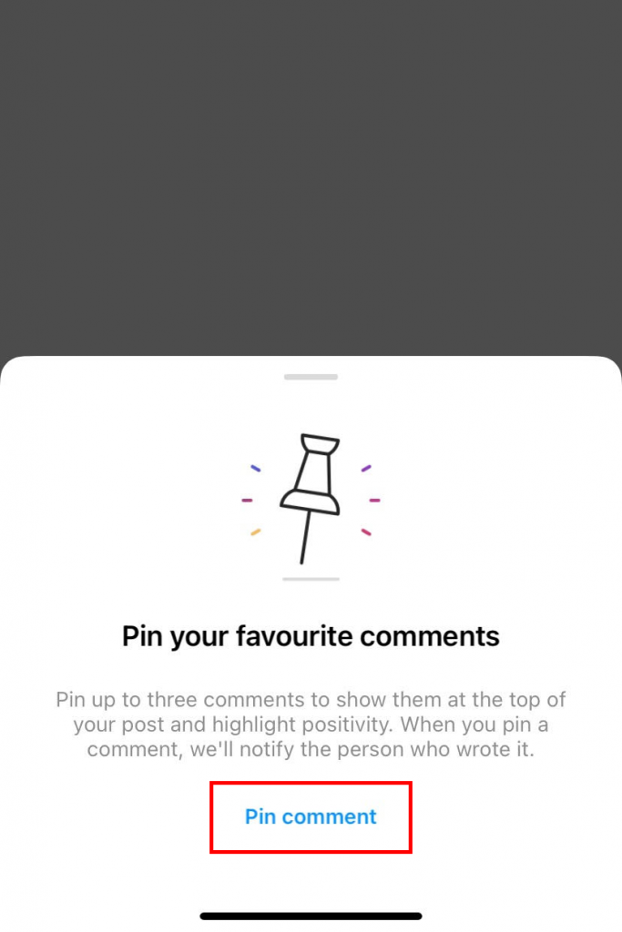 Pin comment on Instagram post
