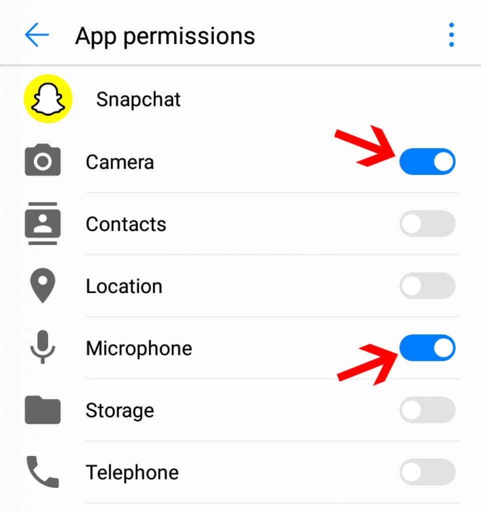 Allow camera access to snapchat on android
