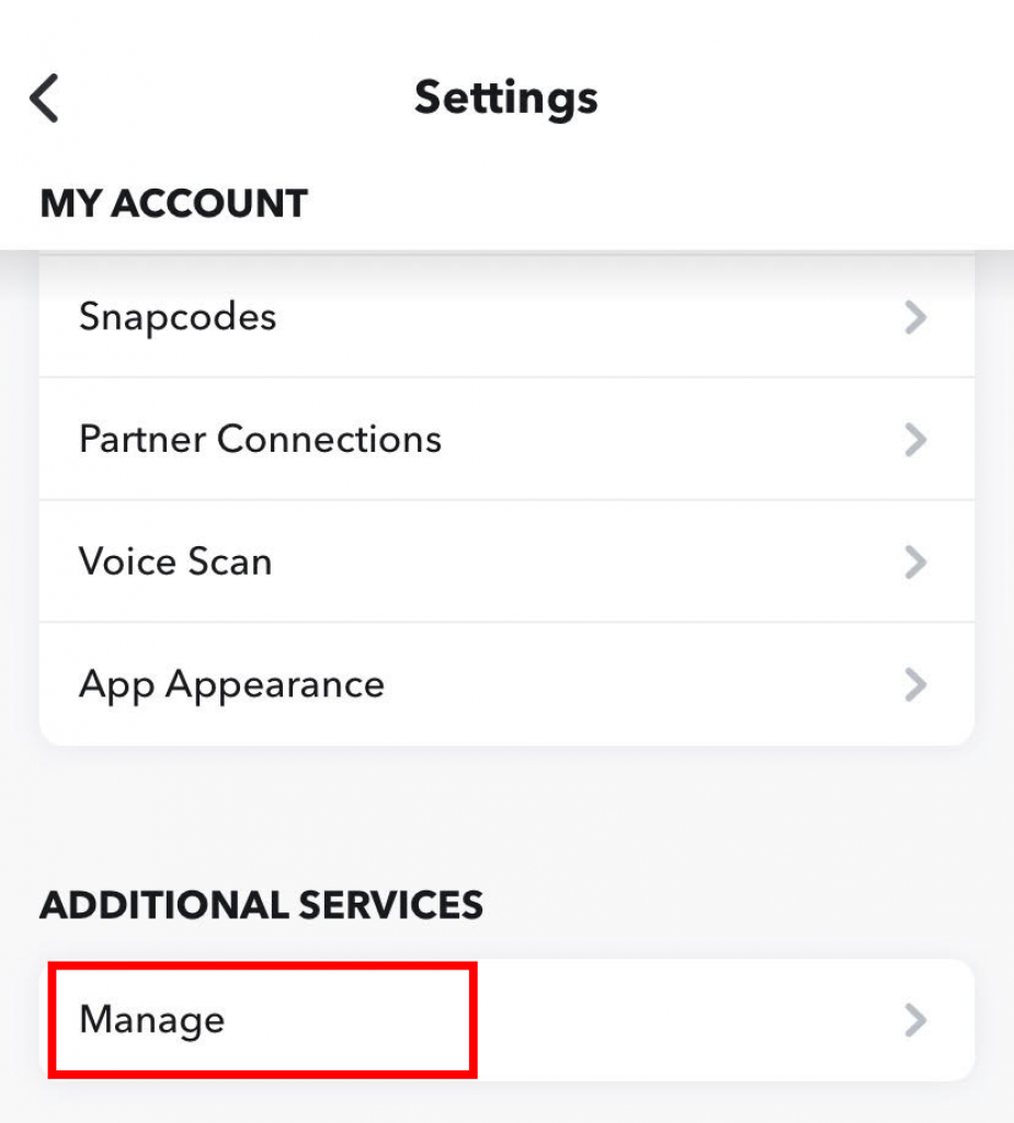 Snapchat account settings