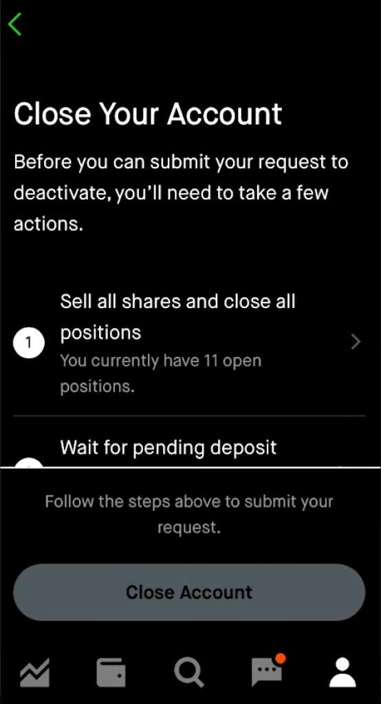 Close robinhood account