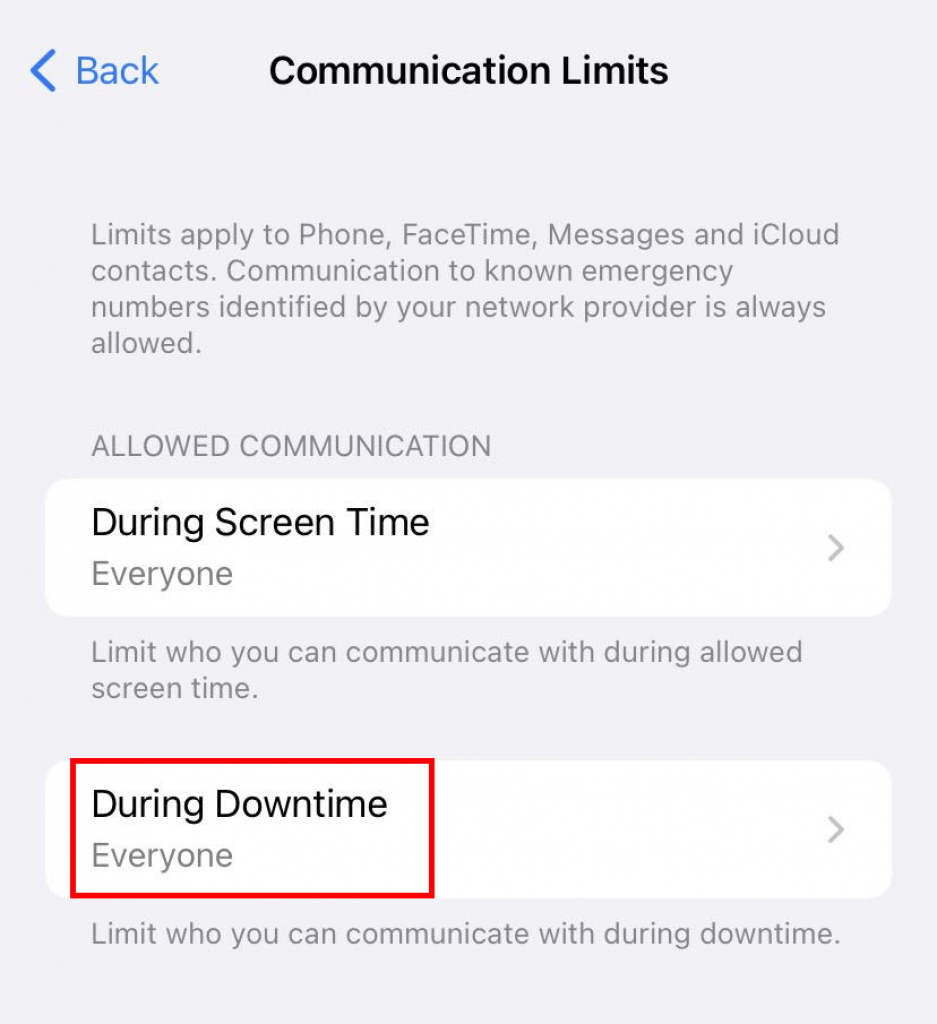 Communication limits during downtime