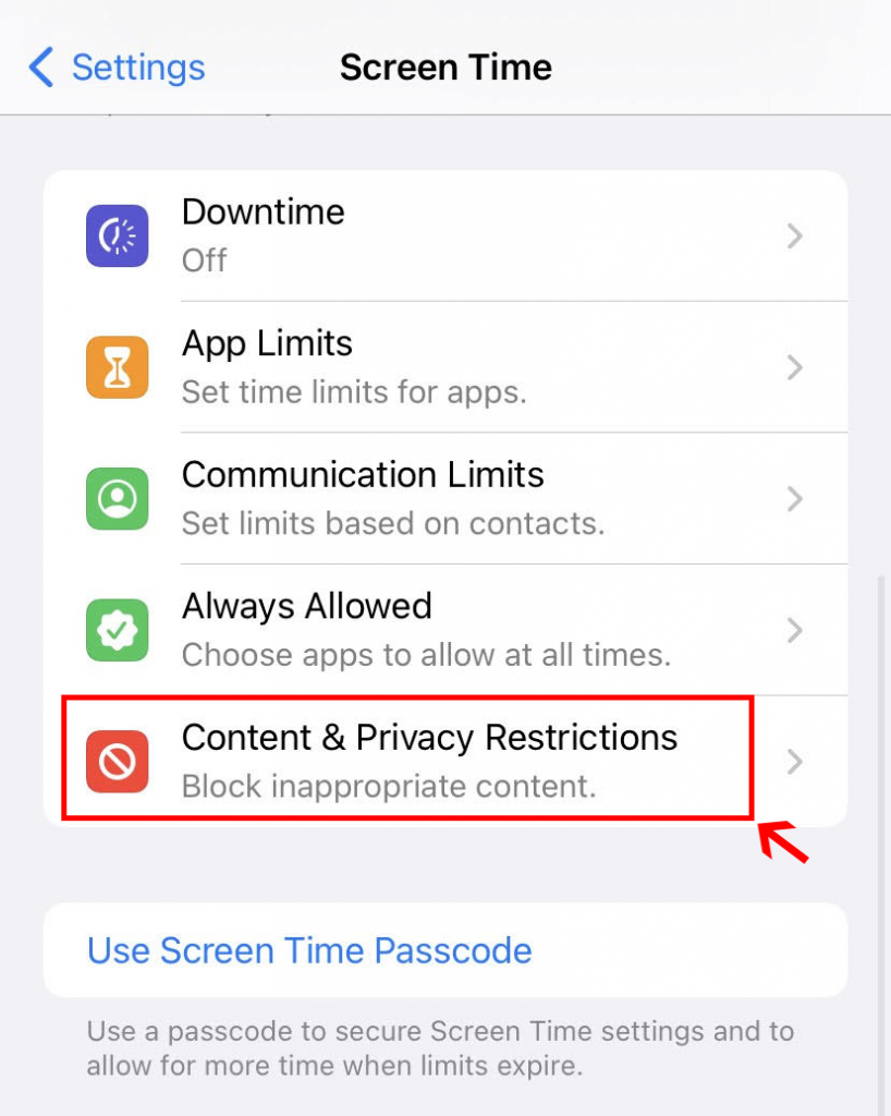 Content & privacy restriction on iPhone