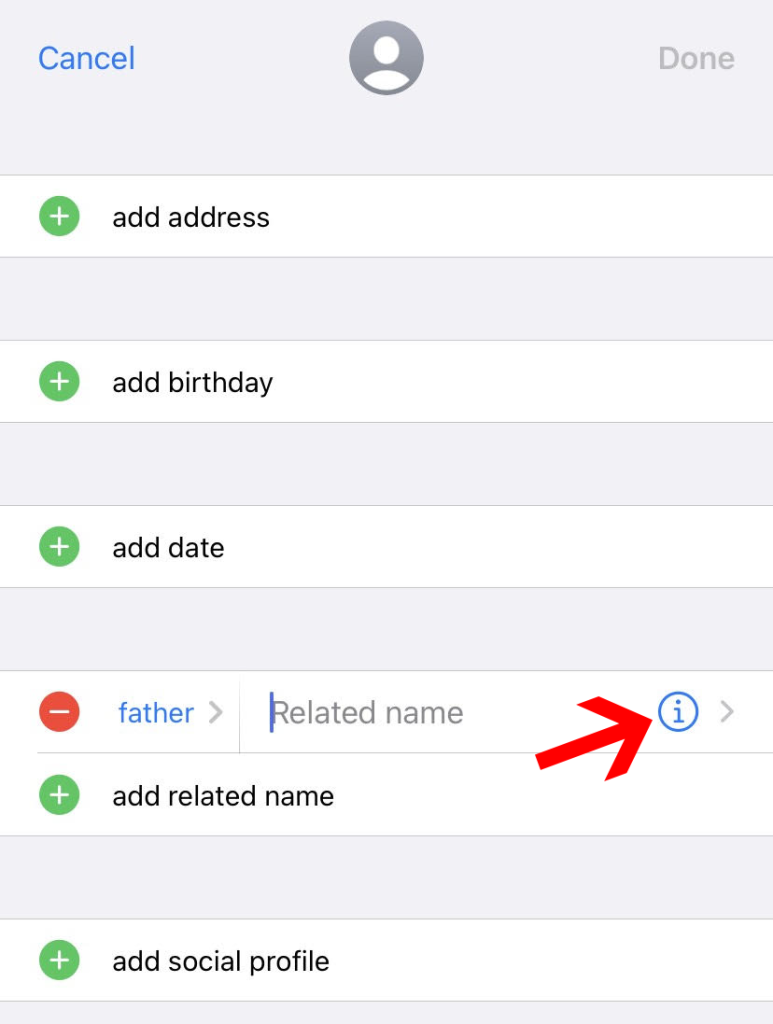 add relationships on iPhone contacts