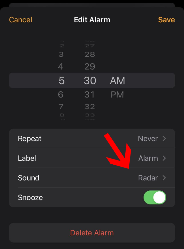 Alarm vibration iPhone