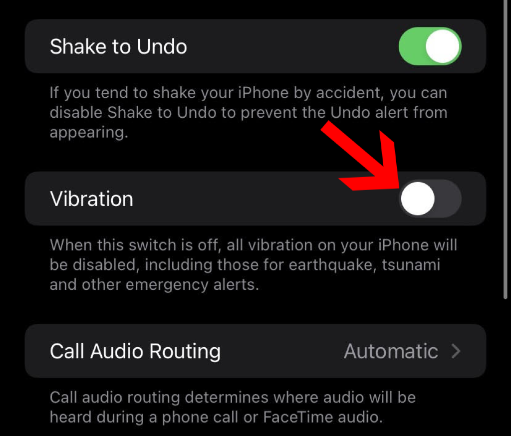 Disable Vibration For Emergency Alerts