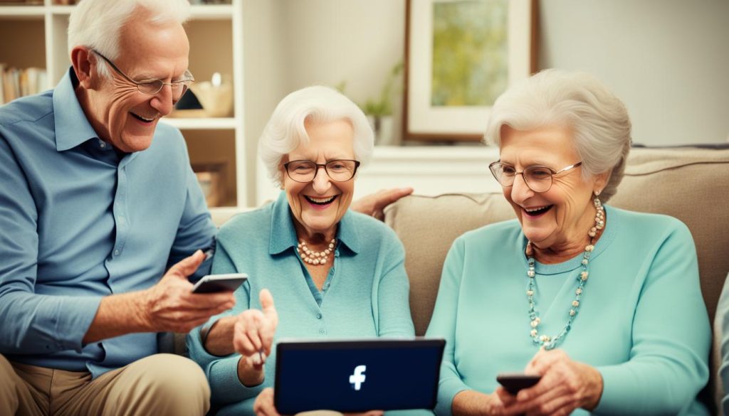 Senior users navigating Facebook